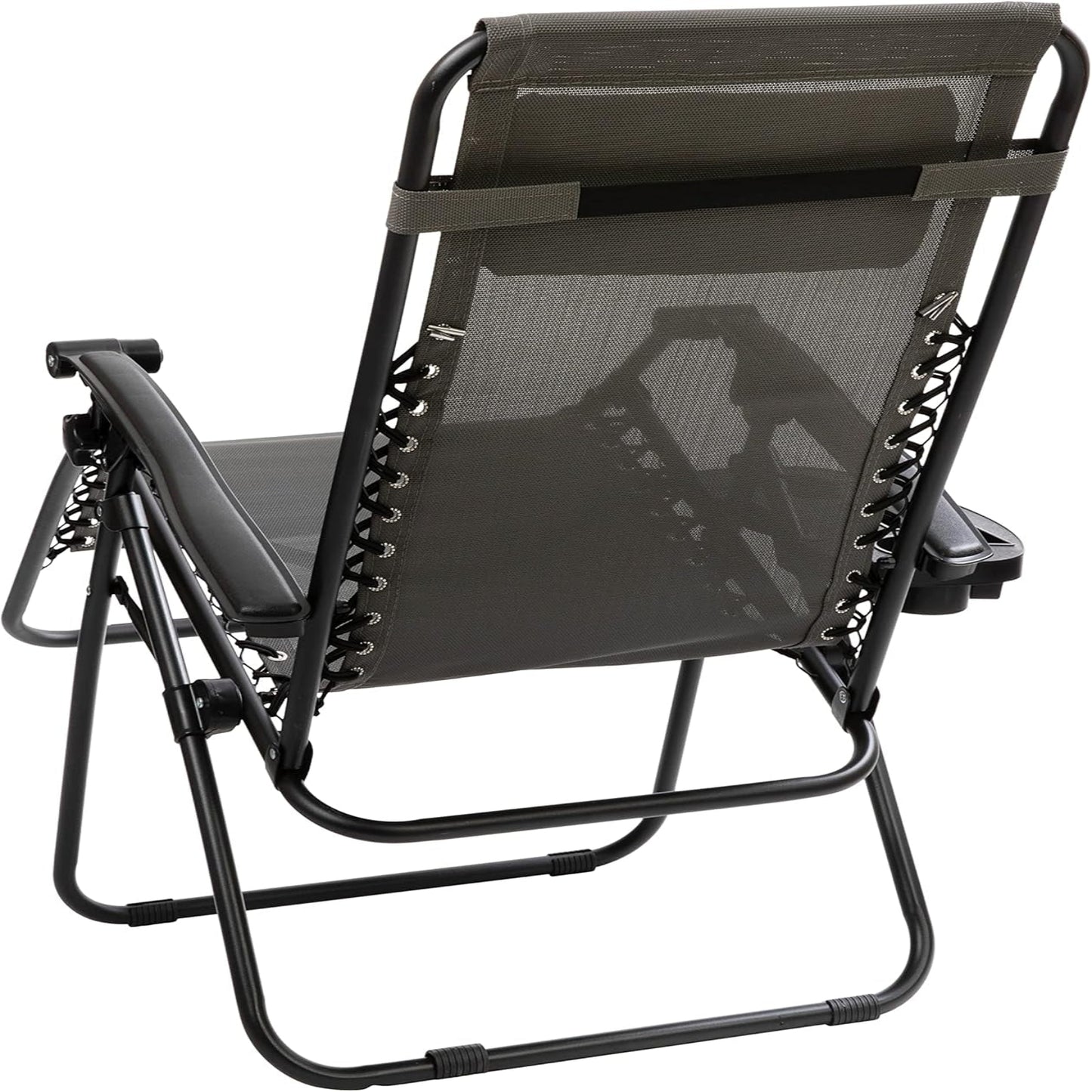 Celestial Adjustable Folding Mesh Zero Gravity Reclining Lounge Chair with Pillow and Cup Holder Tray in Gray, Set of 2