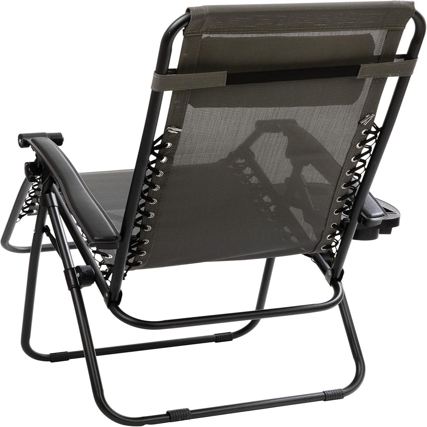 Celestial Adjustable Folding Mesh Zero Gravity Reclining Lounge Chair with Pillow and Cup Holder Tray in Gray, Set of 2