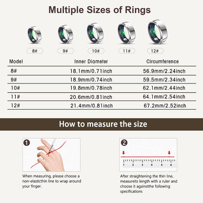Smart Ring for Women Men, Fashion Minimalist Fitness Ring & Sleep Tracker Rings with Heart Rate, Blood Pressure, Waterproof Health Ring, Nice Gifts for Women, No Subscription (Silver,Size 8)