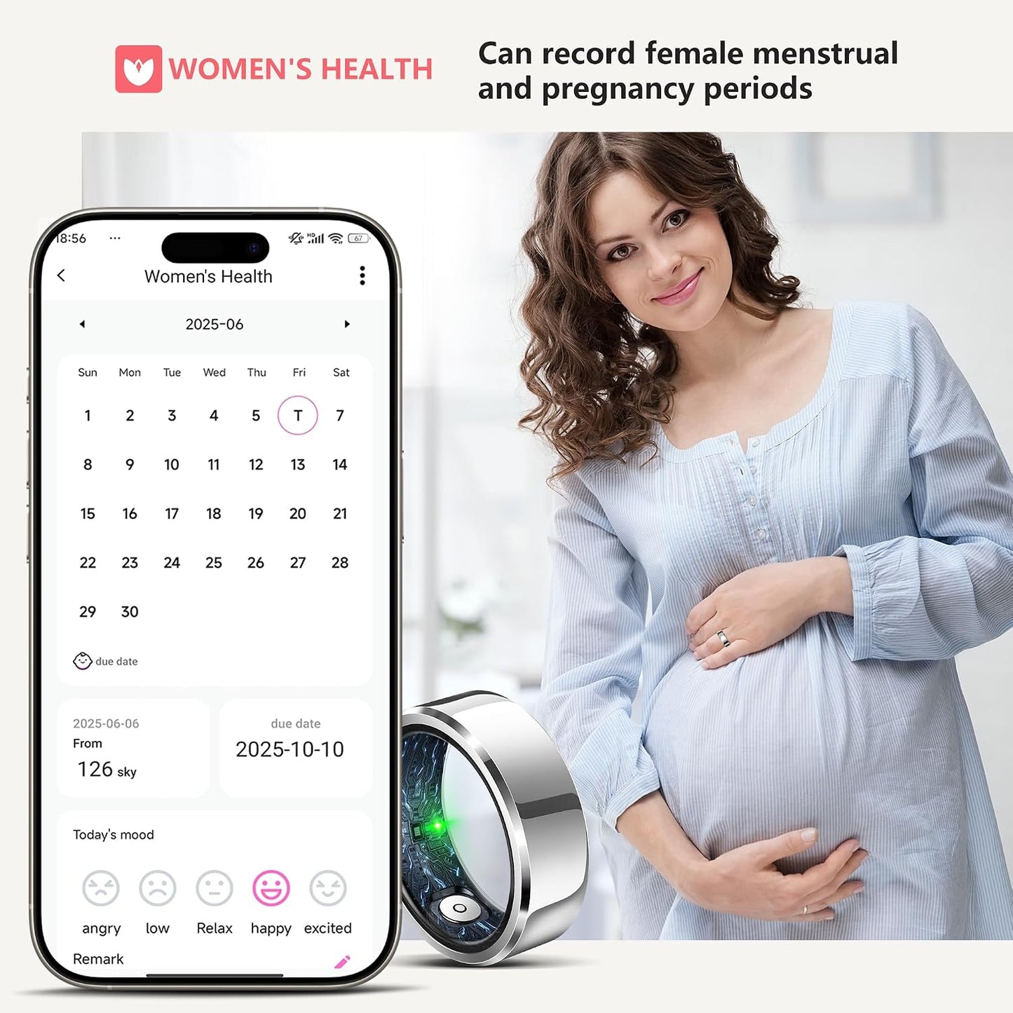 Smart Ring for Women Men, Fashion Minimalist Fitness Ring & Sleep Tracker Rings with Heart Rate, Blood Pressure, Waterproof Health Ring, Nice Gifts for Women, No Subscription (Silver,Size 8)