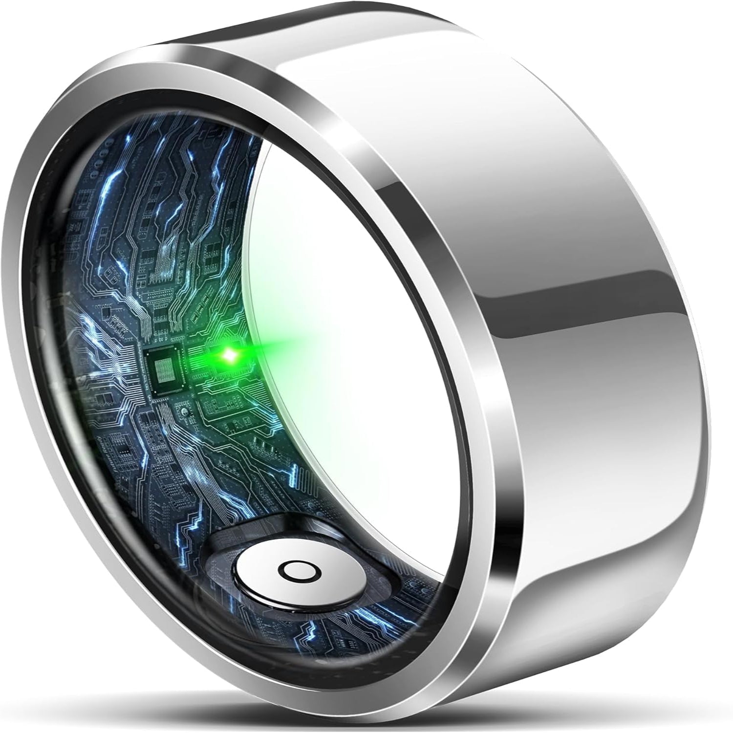Smart Ring for Women Men, Fashion Minimalist Fitness Ring & Sleep Tracker Rings with Heart Rate, Blood Pressure, Waterproof Health Ring, Nice Gifts for Women, No Subscription (Silver,Size 8)