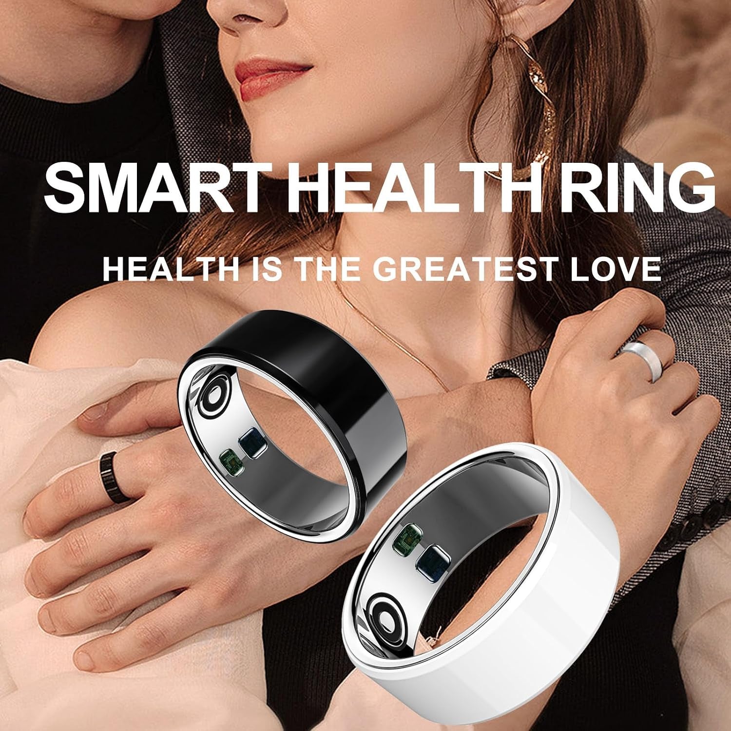 Smart Ring Sleep Fitness Tracker,Records Sleep, Heart Rate, Temperature, Blood Oxygen and Pedometer,Health Ring with Charging Case
