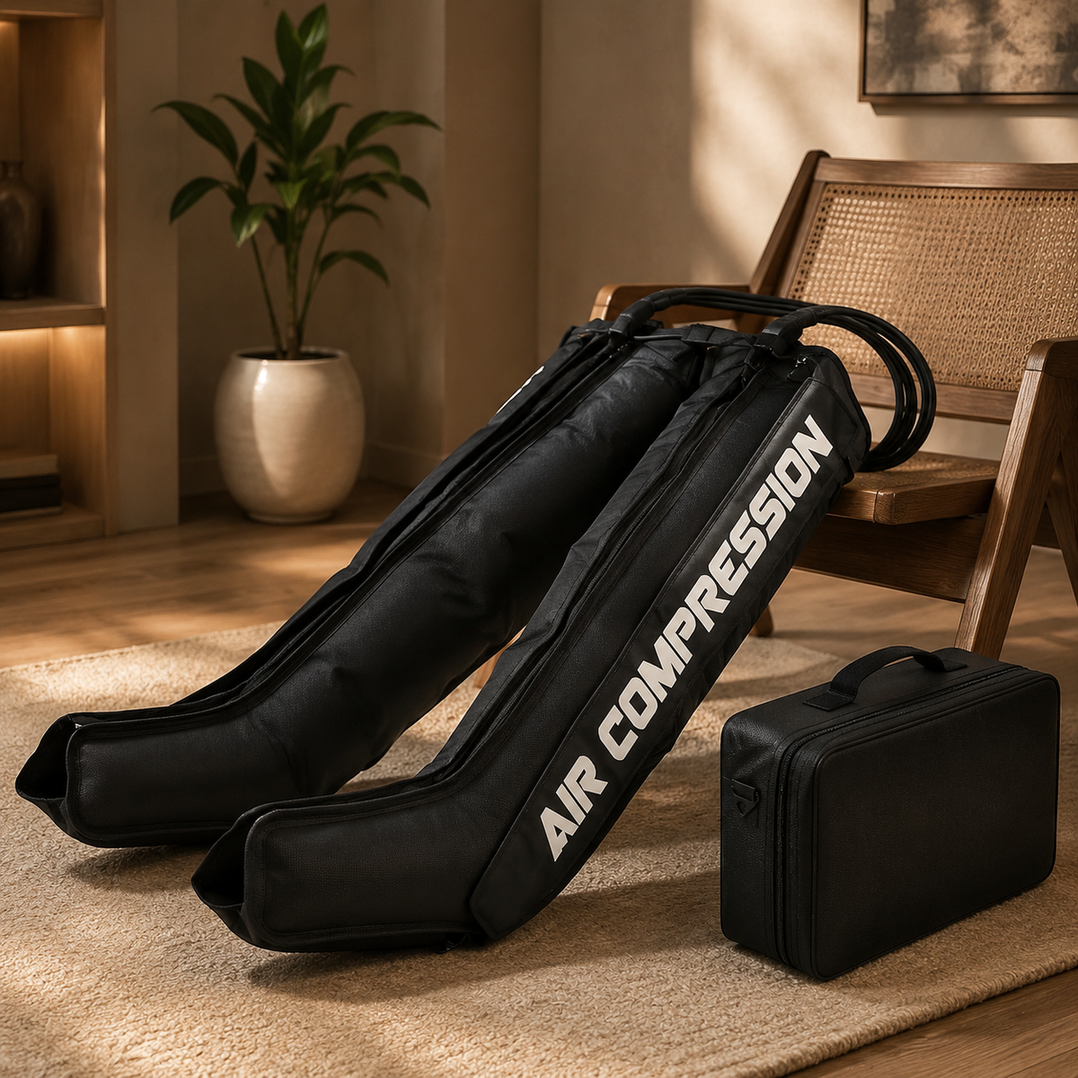 Air Compression Therapy System, Rechargeable Leg Massager, Dynamic Leg Compression Recovery Boots for Fast Recovery and Improved Circulation for Athletes (6 Chamber- L)