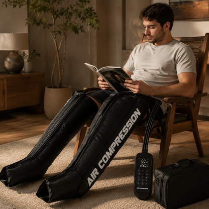 Air Compression Therapy System, Rechargeable Leg Massager, Dynamic Leg Compression Recovery Boots for Fast Recovery and Improved Circulation for Athletes (6 Chamber- L)