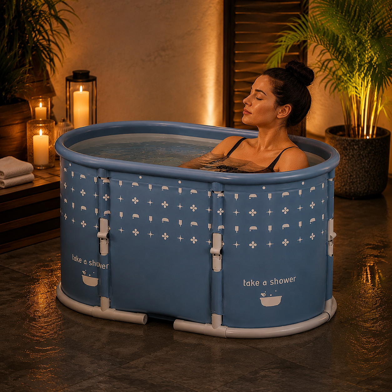 Portable Foldable Bath Tub for Adults No Installation Needed Large Separate Hot SPA Soaking Ice Bathtub Gray