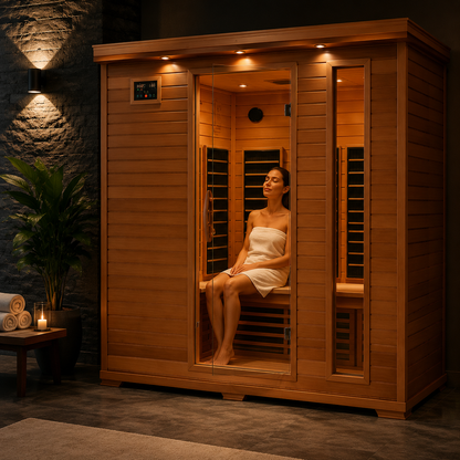 6-Person Cedar Infrared Sauna with 10 Carbon Heaters