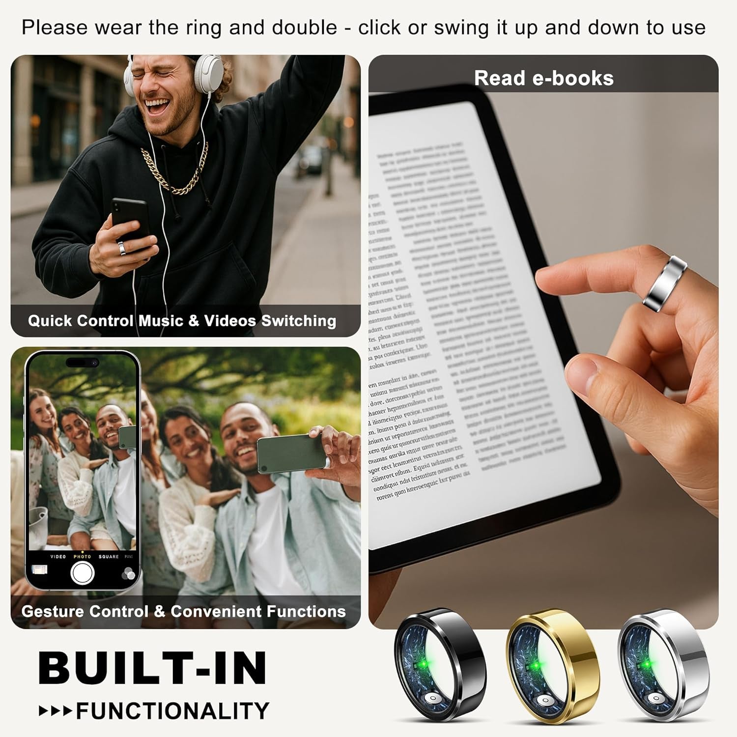 Smart Ring for Women Men, Fashion Minimalist Fitness Ring & Sleep Tracker Rings with Heart Rate, Blood Pressure, Waterproof Health Ring, Nice Gifts for Women, No Subscription (Silver,Size 8)