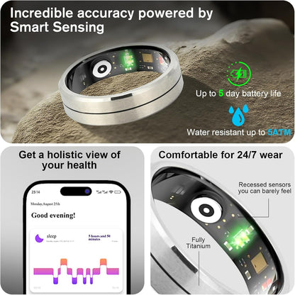 Smart Health Ring X1 Kit-Sleep Tracking Wearable - Heart Rate - Fitness Tracker - up to 5 Days of Battery Life-Ip68 Waterproof-No Subscription Fee for Ios and Android(X1-8#)