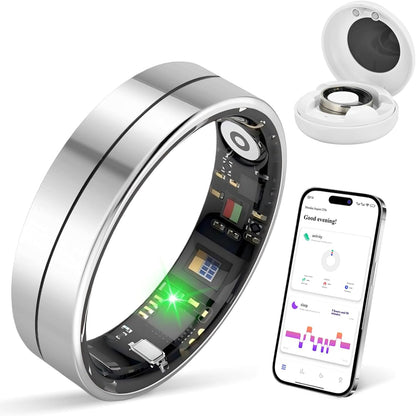 Smart Health Ring X1 Kit-Sleep Tracking Wearable - Heart Rate - Fitness Tracker - up to 5 Days of Battery Life-Ip68 Waterproof-No Subscription Fee for Ios and Android(X1-8#)